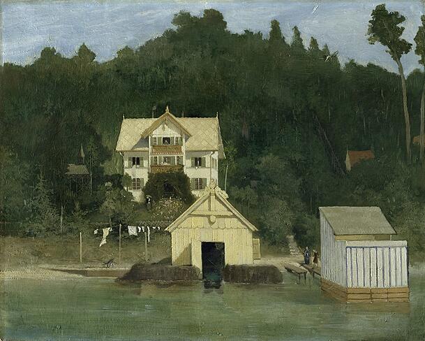 Das Wohnhaus des Künstlers in Ammerland, gemalt von Gabriel von Max im Jahr 1875. Das Wohnhaus des Künstlers in Ammerland, gemalt von Gabriel von Max im Jahr 1875.