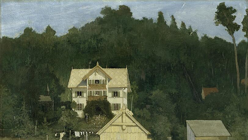 Das Wohnhaus des Künstlers in Ammerland, gemalt von Gabriel von Max im Jahr 1875. Das Wohnhaus des Künstlers in Ammerland, gemalt von Gabriel von Max im Jahr 1875.