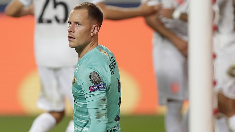 Mehr als bedient: Barcelonas Torhüter Marc-André ter Stegen beim 2:8-Debakel gegen die Bayern. Mehr als bedient: Barcelonas Torhüter Marc-André ter Stegen beim 2:8-Debakel gegen die Bayern.