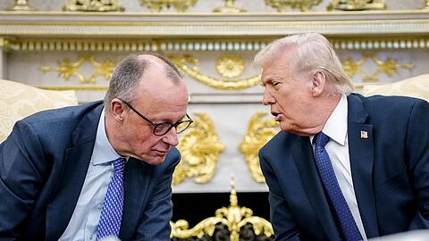 Merz und Trump: Das Verh&auml;ltnis der beiden ist inzwischen deutlich abgek&uuml;hlt. (Archivbild)