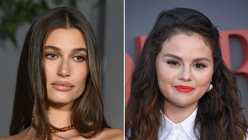 Hailey Bieber kam 2018 kurz nach Selena Gomez mit Justin Bieber zusammen. Seitdem halten sich hartnäckig die Gerüchte von einer Fehde zwischen den Frauen.