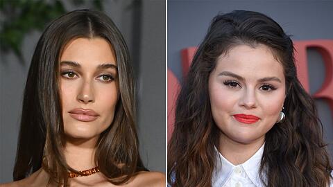 Hailey Bieber kam 2018 kurz nach Selena Gomez mit Justin Bieber zusammen. Seitdem halten sich hartnäckig die Gerüchte von einer Fehde zwischen den Frauen.