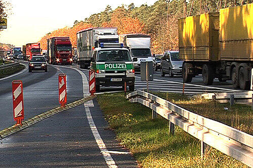 Die Unfallstelle in Höhe der Rastanlage Haidt auf der A3.