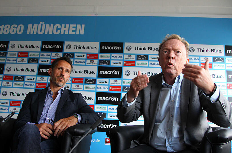 Der neue Sportchef und der Präsident: Thomas Eichin (l.) und Peter Cassalette im Löwen-Pressestüberl.