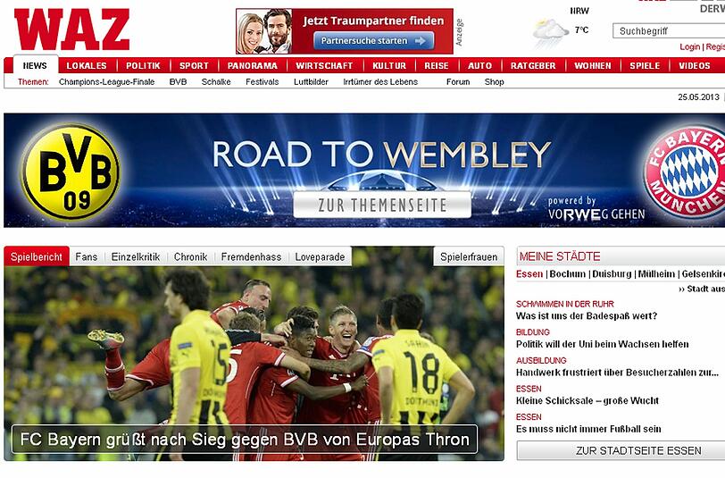 "Bayern grüßt nach Sieg gegen BVB von Europas Thron", titel die Kollegen von der WAZ.
