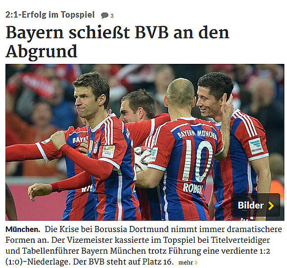 Pressestimmen zum Sieg des FC Bayern gegen Dortmund