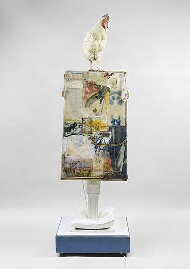 Robert Rauschenbergs etwas andrere "Odalisk" von 1955-58. Frauen sind auf jeden Fall abgebildet. Und der Hahn kräht auch schon.