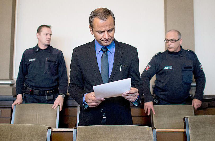 Sebastian Edathy am Montag im Landgericht Verden.