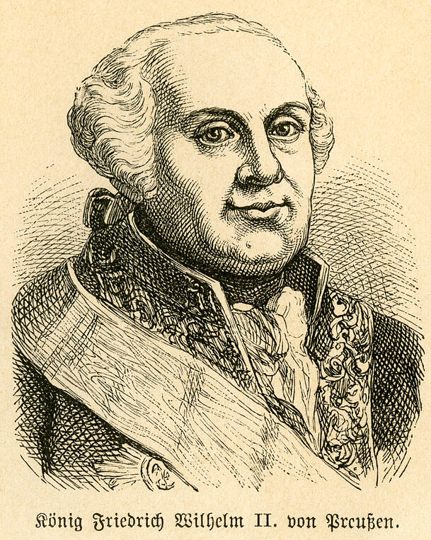 K&ouml;nig Friedrich Wilhelm II. von Preu&szlig;en. Er unterzeichnete den Adelsbrief der von Wolffs sechs Wochen, nachdem er den Thron bestiegen hatte.