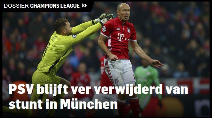 "Der PSV bleibt in München weit vom Kunststück weg", schreibt das "Algemeen dagblad".