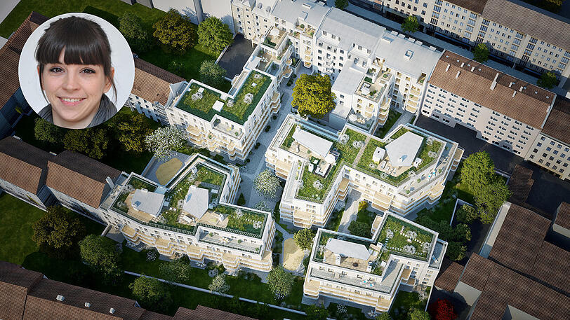 So sieht das Neubau-Projekt "Therese" in der Maxvorstadt von oben aus.