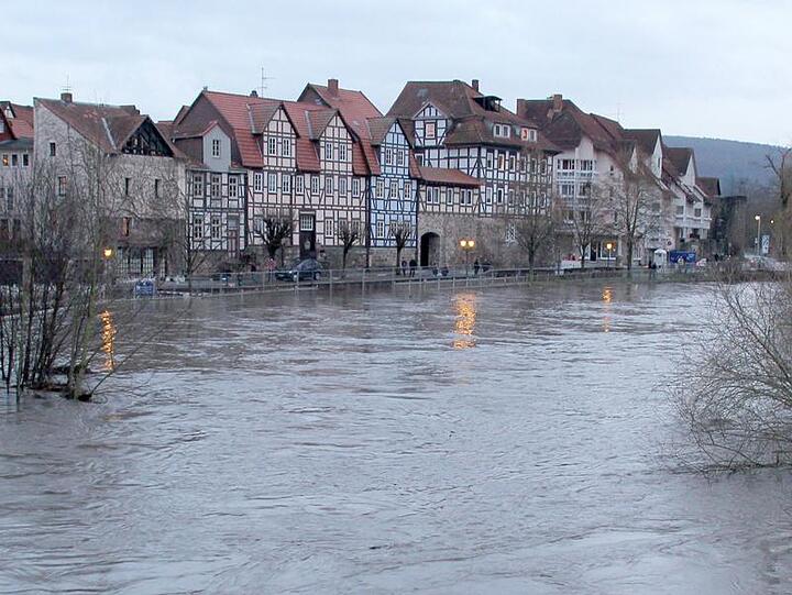 In den Straßen der historischen Altstadt von Hann in Niedersachsen
