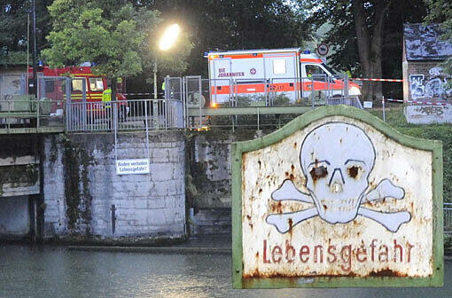 Lebensgefahr! Am Marienklausensteg herrscht Badeverbot. Trotzdem haben sich Jogger abkühlen wollen und sind in die Isar gesprungen. Einer kam ums Leben.