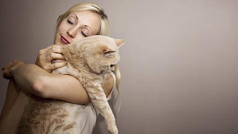 Eine Frau schmust mit ihrer Katze &ndash; die typische Haustierbesitzerin, besagt eine Studie.
