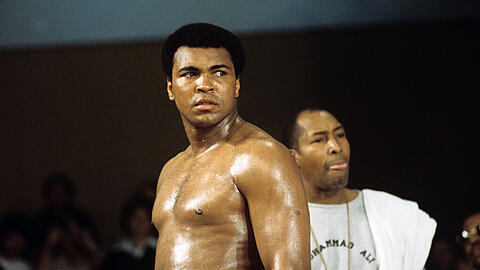Box-Weltmeister Muhammad Ali am 15. Mai 1975 während des Trainings in München vor dem Kampf gegen den Engländer Richard Dunn.