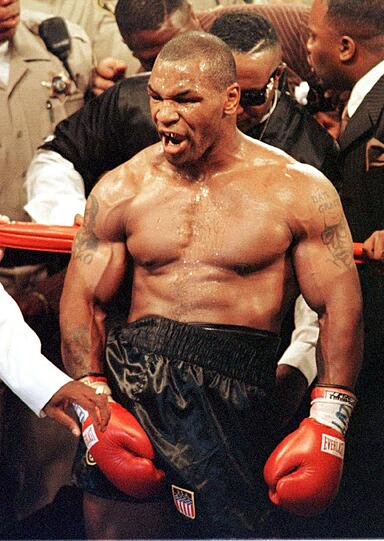 Nach seiner fälligen Disqualifikation brüllte Tyson wie ein Verrückter.