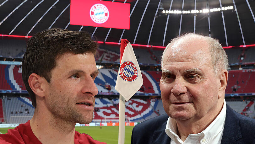 Bayern-Ikonen: Thomas M&uuml;ller (l.) und Uli Hoene&szlig;.