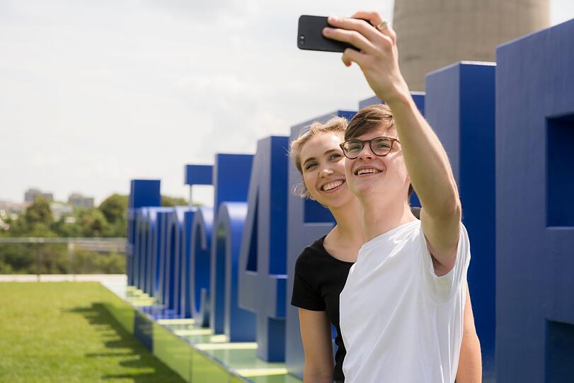 Selfie-Objekt Europa-Skyline.
