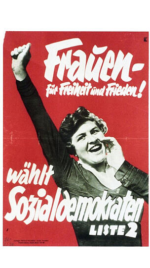 So sahen Wahlplakate früher aus. Erscheinungsjahr? Nicht vor 1919. Bis dahin durften Frauen nämlich noch gar nicht wählen.