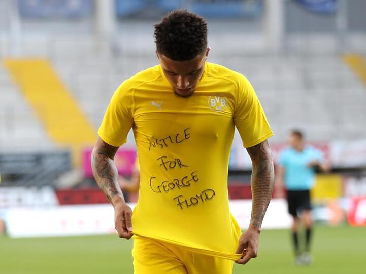 Dortmunds Jadon Sancho trug ein Shirt mit dem Schriftzug "Justice for George Floyd".