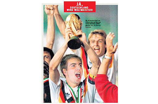 Die AZ hat den Kopf von Philipp Lahm auf den von Lothar Matthäus (1990) gesetzt.