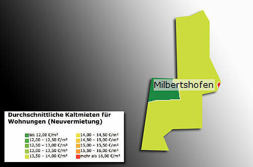 Mietspiegel 2013: Durchschnittliche Kaltmieten für Wohnungen in München (Neuvermietung)