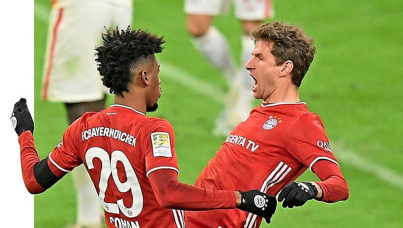 Die überragenden Bayern-Spieler gegen Leipzig: Kingsley Coman (l.) und Thomas Müller.