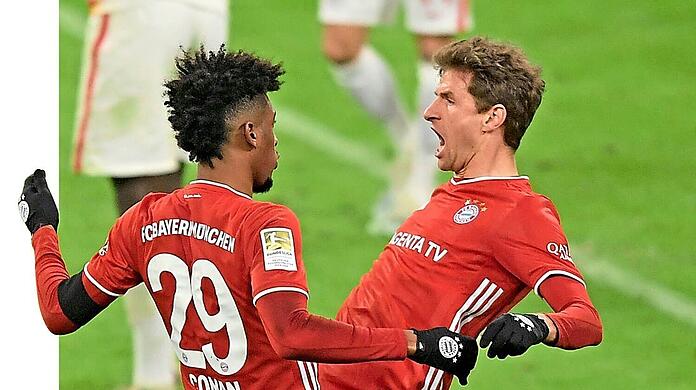 Die überragenden Bayern-Spieler gegen Leipzig: Kingsley Coman (l.) und Thomas Müller.