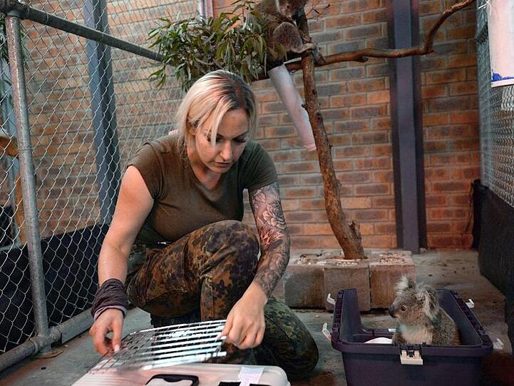 Die Deutsche Anna Bertuleit kümmert sich als freiwillige Pflegerin um die Koalas.