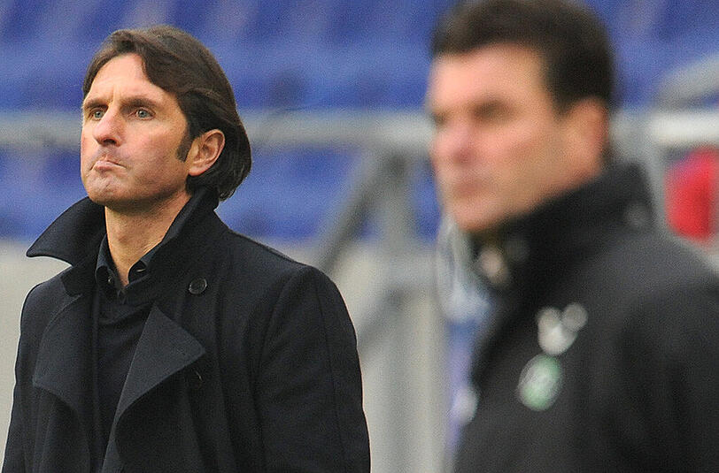 Bruno Labbadia ist beim VfL Wolfsburg als Nachfolger von Dieter Hecking (rechts) im Gespräch.