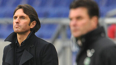 Bruno Labbadia ist beim VfL Wolfsburg als Nachfolger von Dieter Hecking (rechts) im Gespräch.