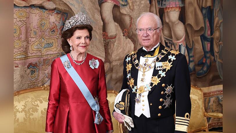 K&ouml;nig Carl XVI. Gustaf und K&ouml;nigin Silvia beim Staatsdinner zu seinem 80. Geburtstag.