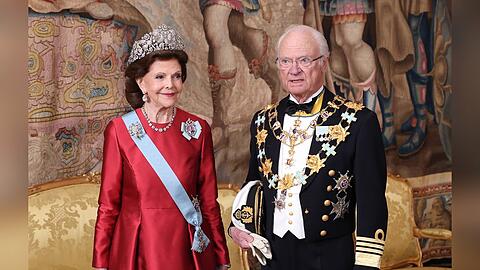 K&ouml;nig Carl XVI. Gustaf und K&ouml;nigin Silvia beim Staatsdinner zu seinem 80. Geburtstag.