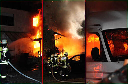 Wohnhaus und Pkw in Mühltal in Vollbrand. Bilder vom Großeinsatz der Feuerwehr.