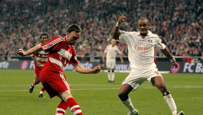 Schon ein paar Tage her: Im Februar 2008 trat Vincent Kompany (r.) mit dem HSV in der Allianz Arena an – und bekam es unter anderem mit Franck Ribéry zu tun. Dank eines Treffers von Zé Roberto nahm der Rekordmeister ein 1:1 mit. Schon ein paar Tage her: Im Februar 2008 trat Vincent Kompany (r.) mit dem HSV in der Allianz Arena an – und bekam es unter anderem mit Franck Ribéry zu tun. Dank eines Treffers von Zé Roberto nahm der Rekordmeister ein 1:1 mit.