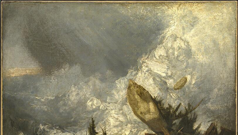 Der Mensch ist machtlos, das demonstrieren nicht nur Turners Gewitter auf hoher See, sondern genauso dieser "Niedergang einer Lawine in Graubünden" (1810). Die weiße Wucht, die eben eine Hütte unter sich begräbt, schiebt sich wie ein ungebügeltes Leichentuch über die Landschaft. Der Mensch ist machtlos, das demonstrieren nicht nur Turners Gewitter auf hoher See, sondern genauso dieser "Niedergang einer Lawine in Graubünden" (1810). Die weiße Wucht, die eben eine Hütte unter sich begräbt, schiebt sich wie ein ungebügeltes Leichentuch über die Landschaft.