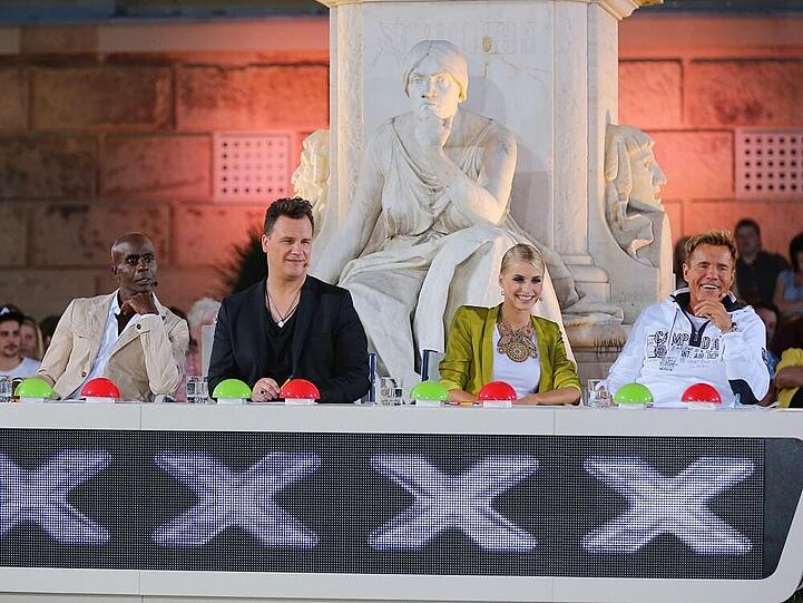 Entertainer unter sich: Bruce Darnell (li.), Guido Maria Kretschmer, Lena Gercke, Dieter Bohlen