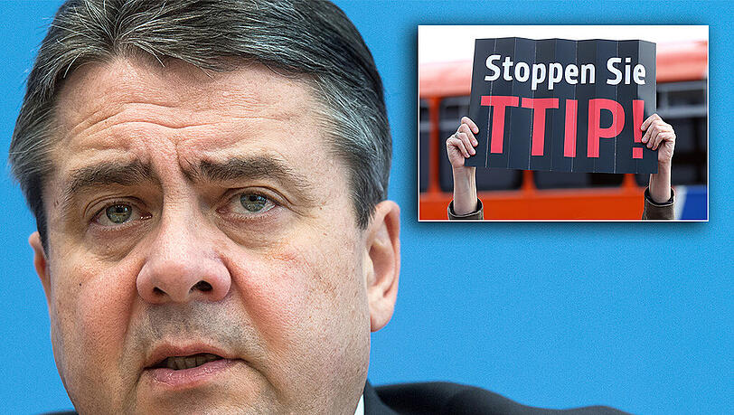 Obwohl das Vertrauen der Bürger gegenüber dem US-Handelsabkommen TTIP stark schwindet, rührt Bundeswirtschaftsminister und Vizekanzler Sigmar Gabriel (SPD) die Werbetrommel dafür. Obwohl das Vertrauen der Bürger gegenüber dem US-Handelsabkommen TTIP stark schwindet, rührt Bundeswirtschaftsminister und Vizekanzler Sigmar Gabriel (SPD) die Werbetrommel dafür.