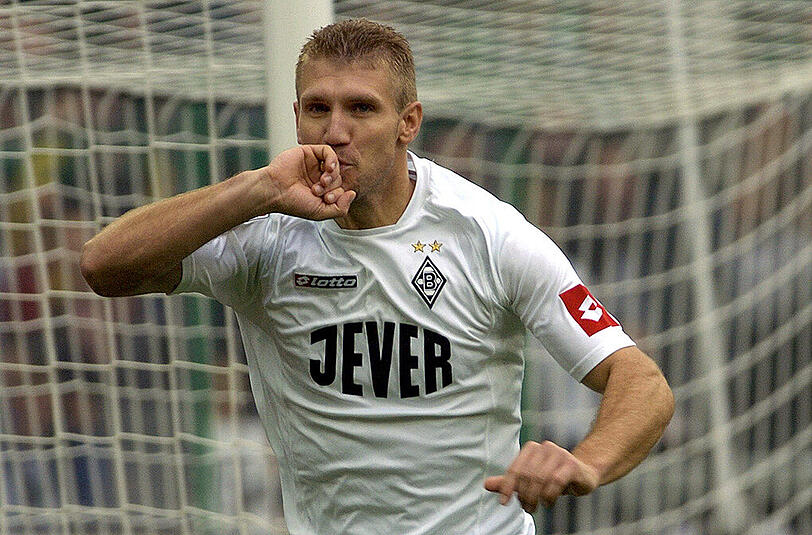 Marcelo Pletsch im Trikot von Borussia Mönchengladbach - hier hat er gerade zum 1:0 gegen den FC Bayern getroffen (30. Oktober 2004).