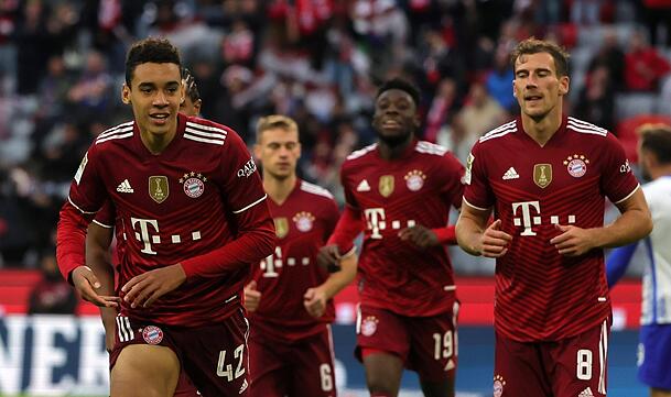 Aktuell überragend aufgelegt: Bayerns Jamal Musiala (vorne). Aktuell überragend aufgelegt: Bayerns Jamal Musiala (vorne).