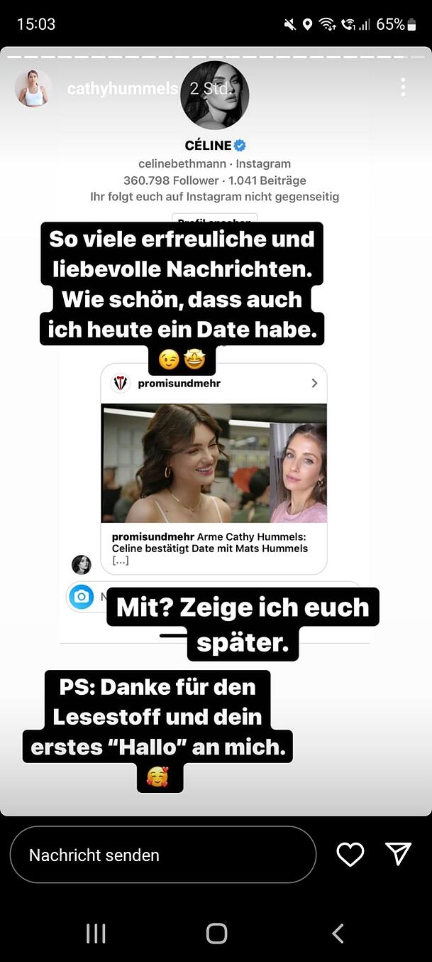 Cathy Hummels veröffentlichte diese angebliche Nachricht von Céline Bethmann