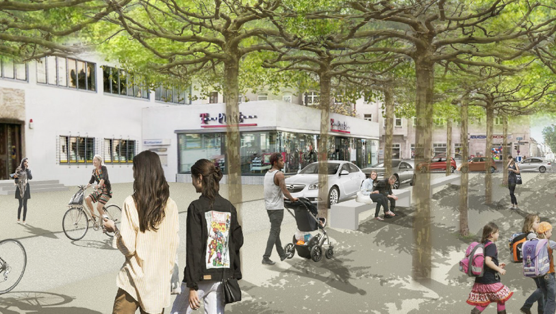 Nur noch eine Spur für Autos: So soll der Tegernseer Platz mal aussehen. Nur noch eine Spur für Autos: So soll der Tegernseer Platz mal aussehen.