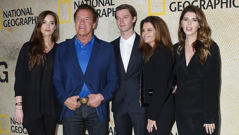 Von links: Christina Schwarzenegger, Arnold Schwarzenegger, Patrick Schwarzenegger, Maria Shriver und Katherine Schwarzenegger 2017 bei einem gemeinsamen Auftritt.