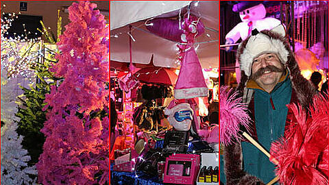 "Pink Christmas": Keine klassische Weihnachtsstimmung, aber viel Abwechslung bietet der schwule Christkindlmarkt auf dem Stephansplatz im Glockenbachviertel. Hier gibt's die Bilder.