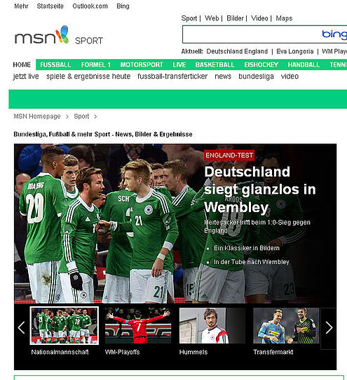 Die Begeisterung von msn sport über den 1:0 Sieg der Deutschen in Wemybley hält sich in Grenzen.