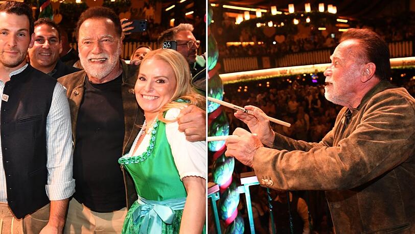 Arnold Schwarzenegger kam in Begleitung seiner Partnerin ins Oktoberfest-Bierzelt Marstall - dort dirigierte er dann auch traditionell wieder die Kapelle. Arnold Schwarzenegger kam in Begleitung seiner Partnerin ins Oktoberfest-Bierzelt Marstall - dort dirigierte er dann auch traditionell wieder die Kapelle.