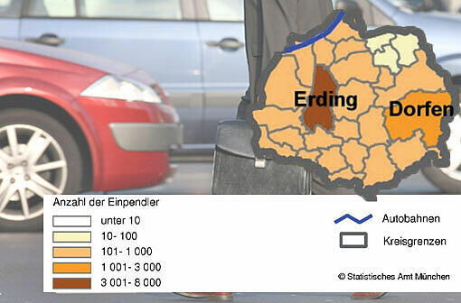 ERDING: Einpendlerinnen 11349 Auspendler/innen 1452 zusammen 12801