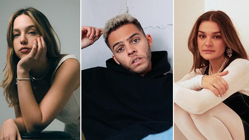 Drei der sechs Acts für den deutschen ESC-Vorentscheid "Germany 12 Points" (v.l.): Felicia Lu, Malik Harris und Emily Roberts.