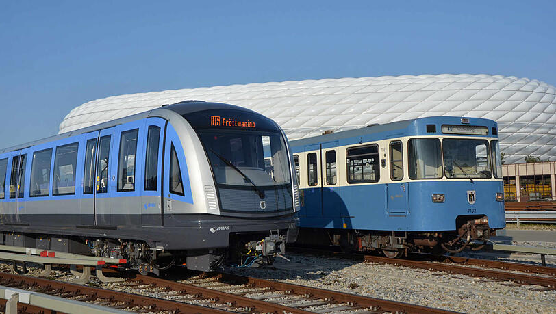 50 Jahre liegen zwischen dem jüngsten und ältesten U-Bahnzug im aktiven Fahrzeugbestand der MVG: ein C2 (Inbetriebnahme 2020) neben dem dienstältesten "A-Wagen" (Inbetriebnahme 1970). 50 Jahre liegen zwischen dem jüngsten und ältesten U-Bahnzug im aktiven Fahrzeugbestand der MVG: ein C2 (Inbetriebnahme 2020) neben dem dienstältesten "A-Wagen" (Inbetriebnahme 1970).