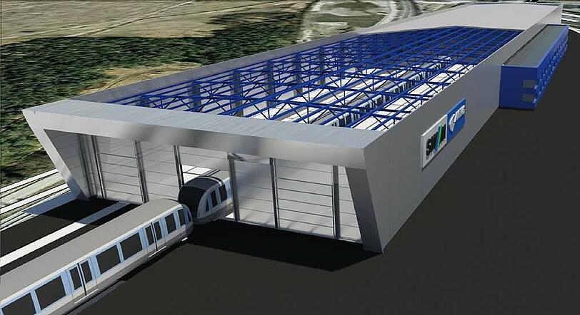 160 Meter lang und 19 Millionen teuer: Die neue Halle für Wartung und Reparatur der MVG in Fröttmaning.